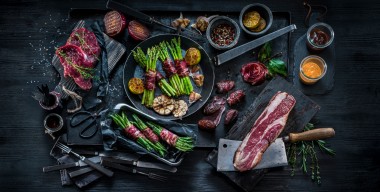 Foodfotografie, BeefBacon, Spargel, Bohnen